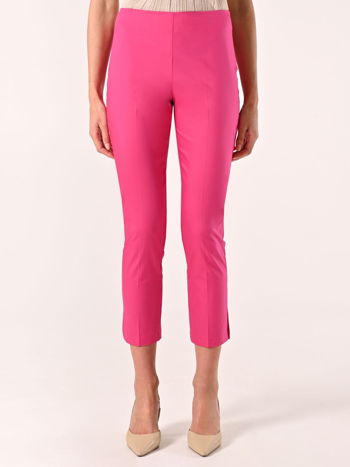 Pantaloni Skinny in Cotone Fuxia