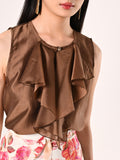 Blusa con Rouche Marrone