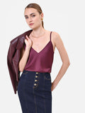 Top lingerie in raso bordeaux rosso