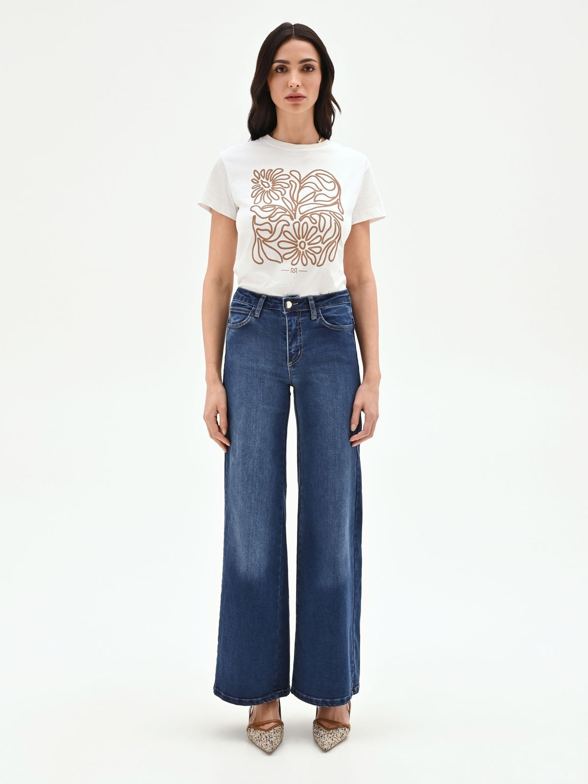 T-shirt panna con stampa grafica