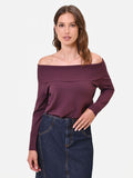 Maglia off the shoulders bordeaux in misto viscosa