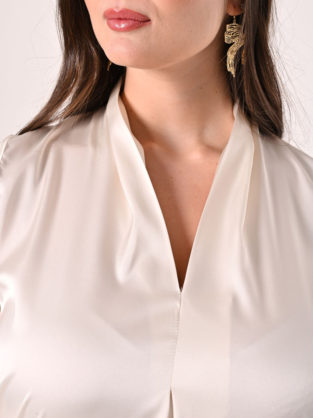 Blusa Curvy in Raso Bianco